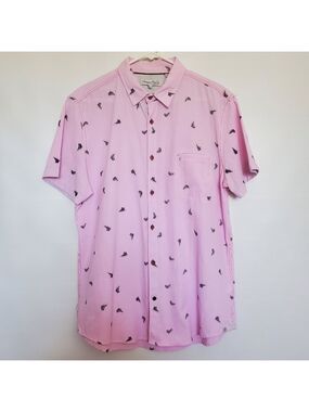 SOVEREIGN CODE MENS SHIRT SLIMFIT PINK/LILAC CONVERSE STYLE SNEAKER PRINT (XL)